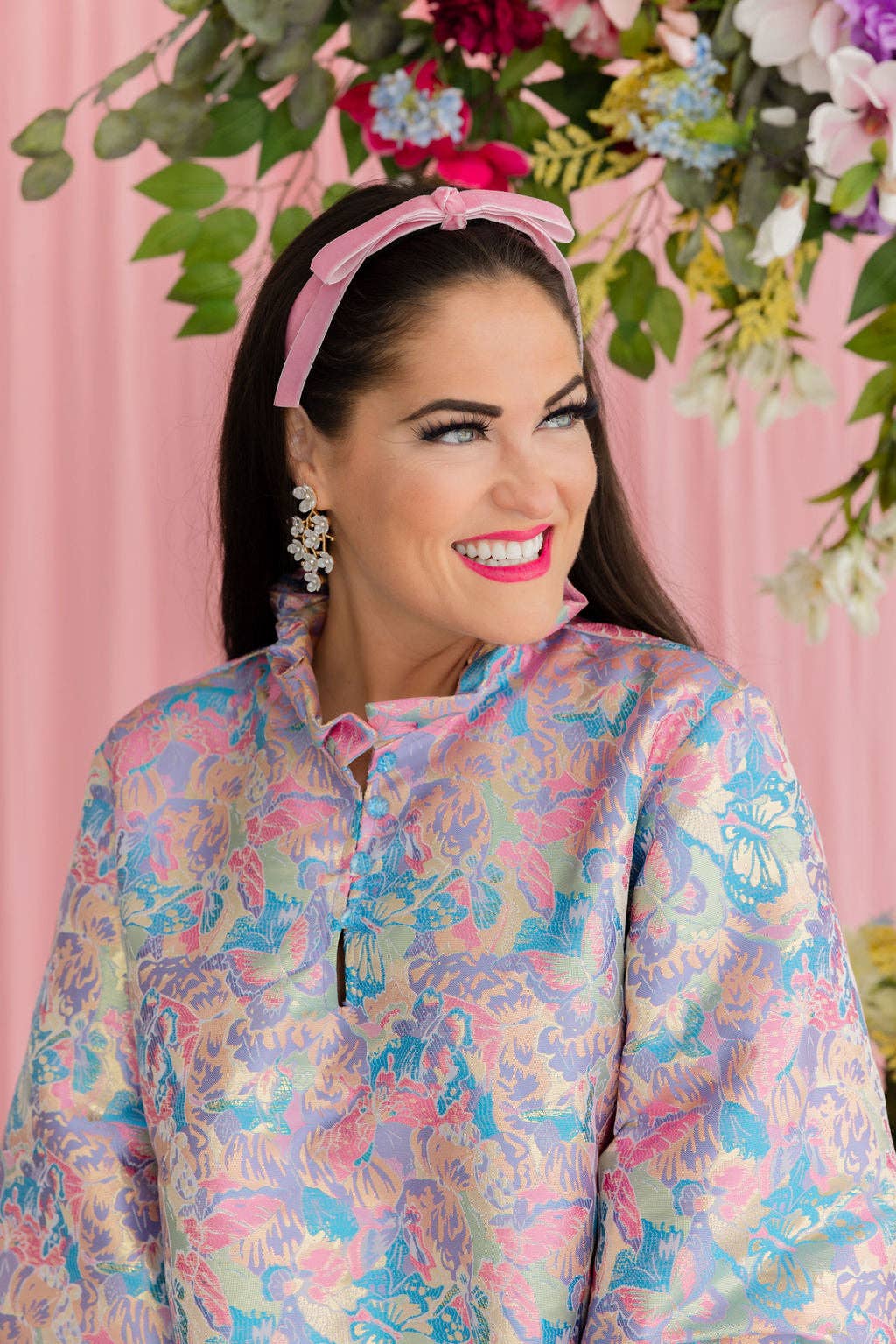 Thin Light Pink Ribbon Bow Headband - The Color Collab