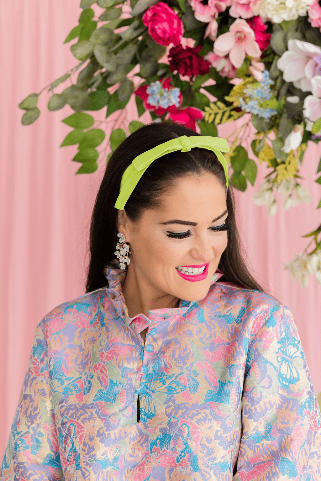 Thin Pastel Lime Velvet Ribbon Bow Headband - The Color Collab