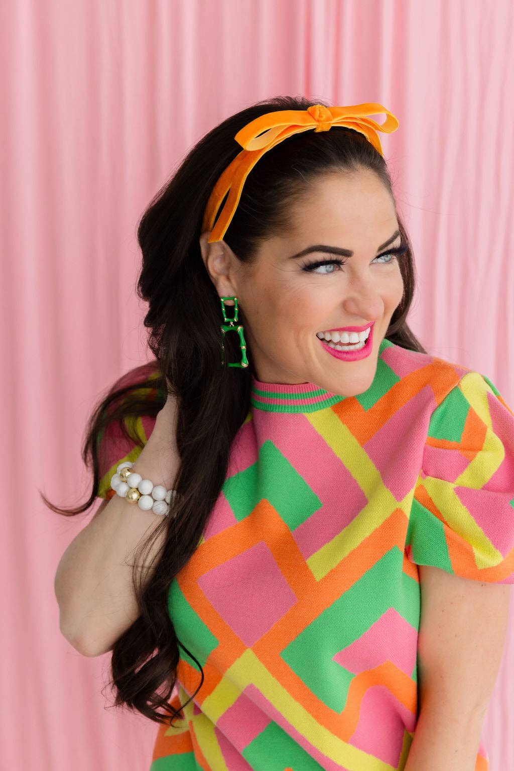 Thin Pastel Orange Velvet Ribbon Bow Headband - The Color Collab
