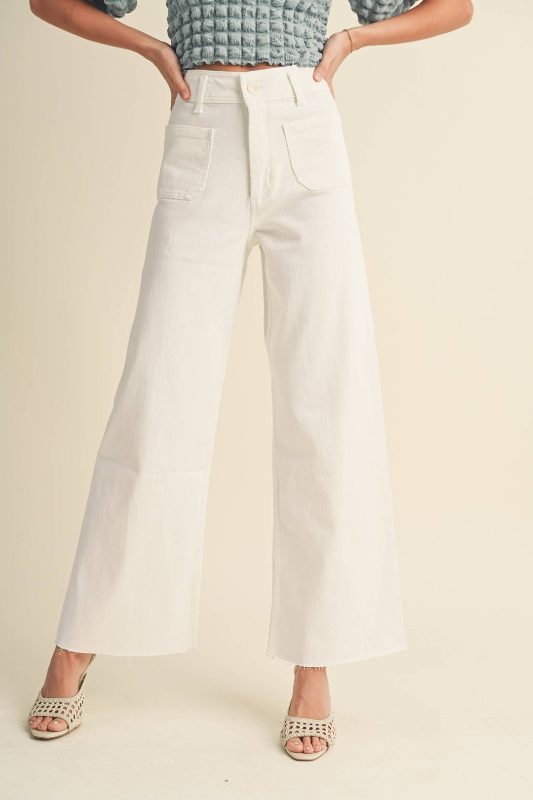 Wide Leg Pants with Front Pockets - The Color Collab