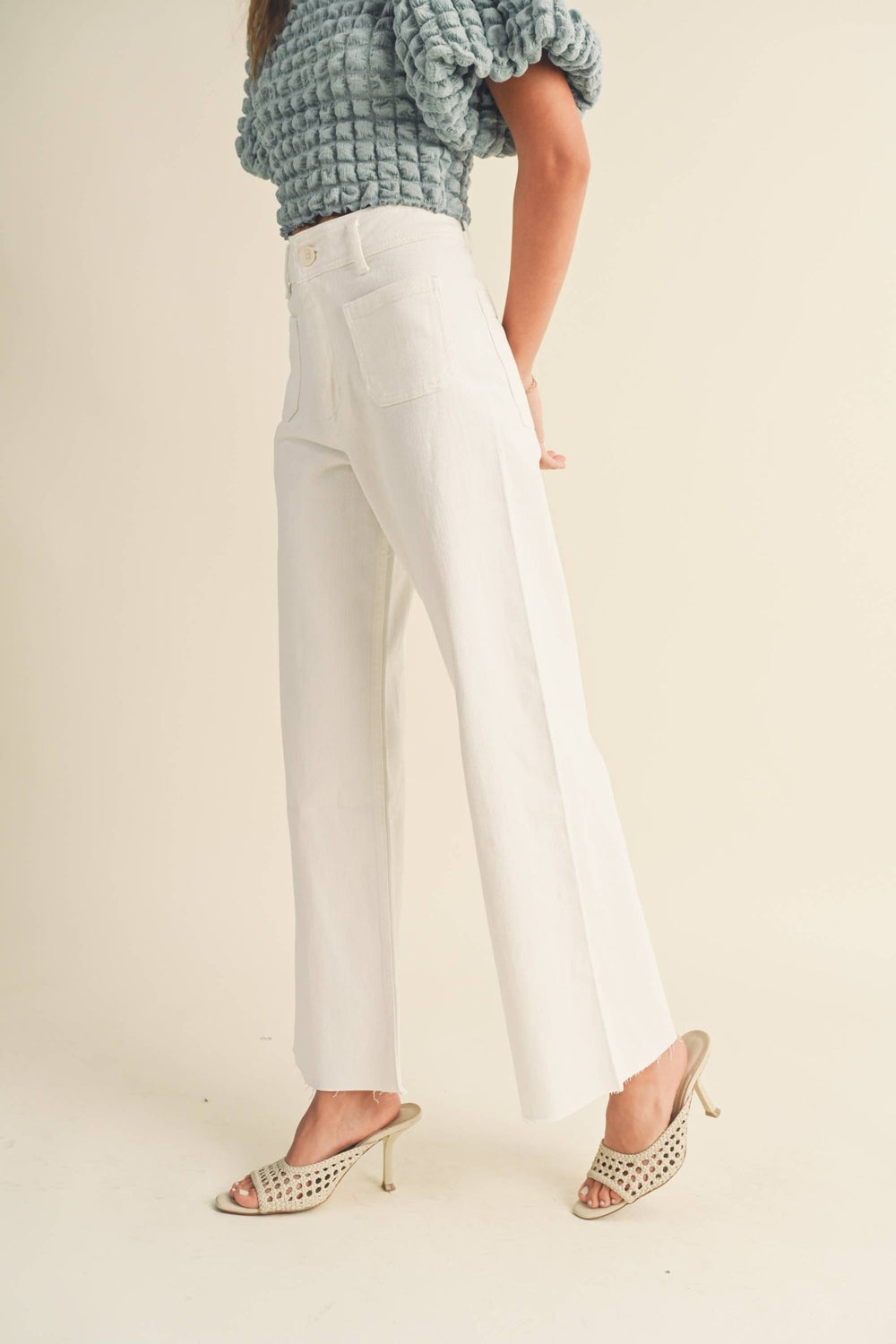 Wide Leg Pants with Front Pockets - The Color Collab