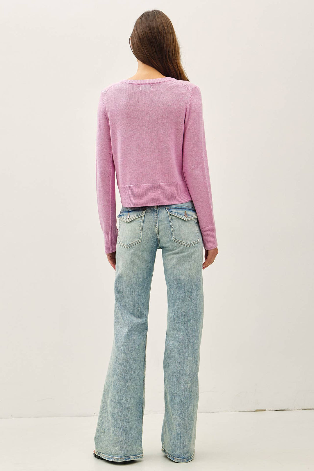 WOOL BLENDED CLASSIC CUT BUTTON UP CARDIGAN - ROSE - The Color Collab