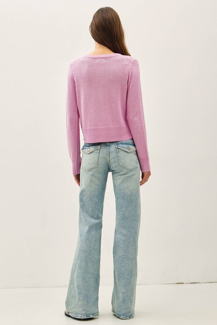 WOOL BLENDED CLASSIC CUT BUTTON UP CARDIGAN - ROSE - The Color Collab