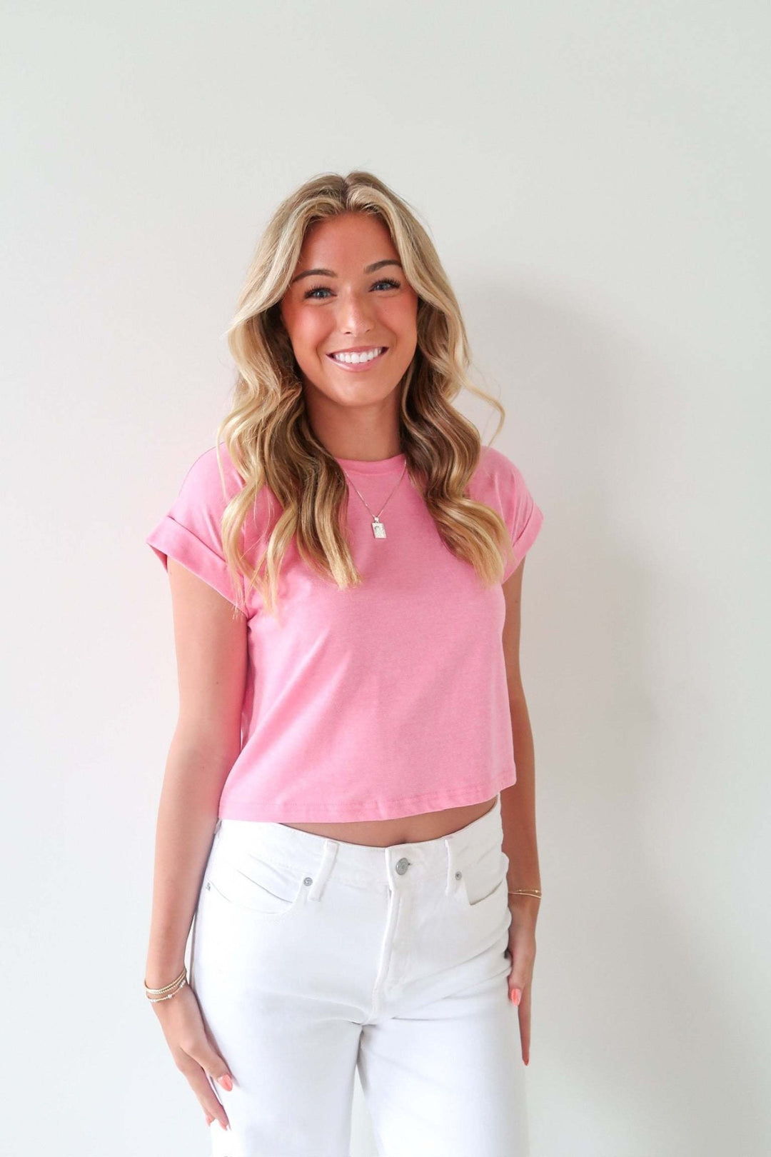 Zoey Cotton Folded Sleeve Top - The Color Collab