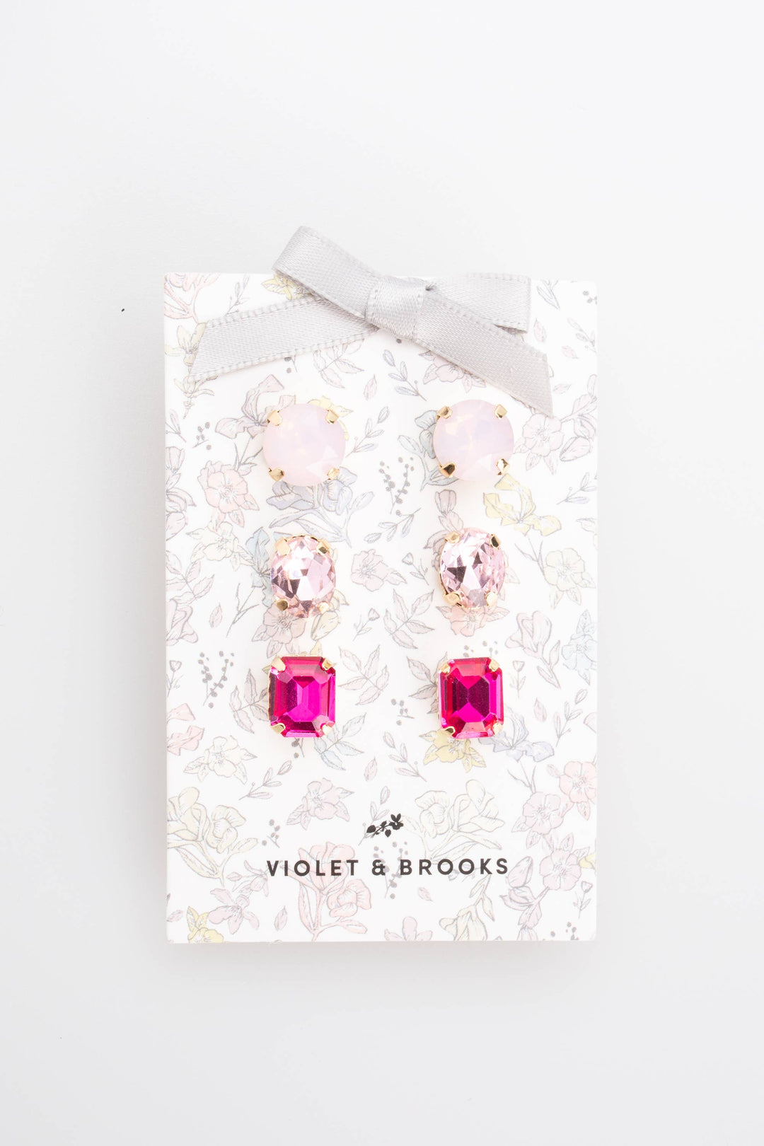 Violet Flora Trio Earrings: Pink